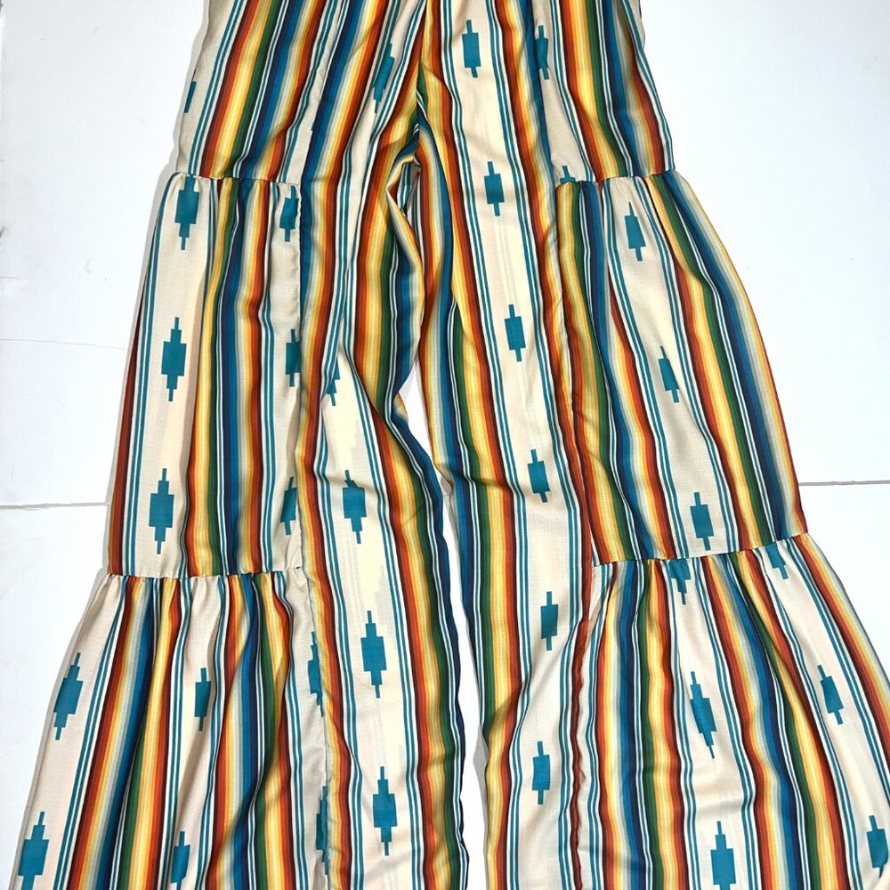 Lucky & Blessed Aztec Serape 1-Piece Jumpsuit Romper Sleeveless Striped Outfit S - Picture 10 of 10